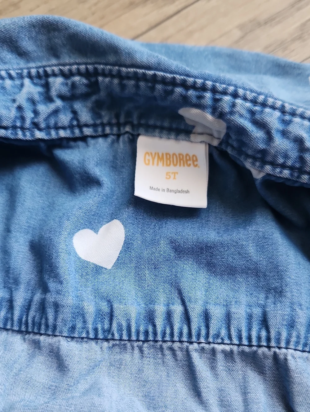 Gymboree Light Blue Denim Dress with White Hearts
